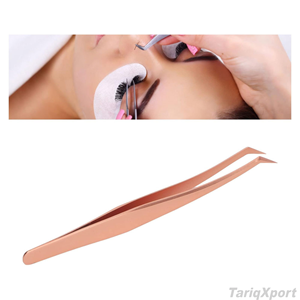 Pinza Profesional para Pestañas de Acero Inoxidable, Mango Cómodo de Precisión, Punta Curva de 10 mm, Segura para Pestañas Postizas - Product Image 5