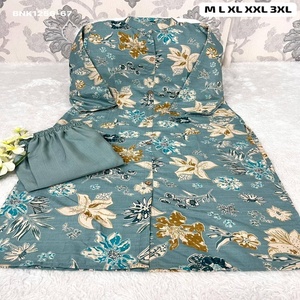 Best Fabric <b>Bamboo</b> Cotton with Floral Printed Long Kurti-Pant <b>Set</b> Collection Woman Fashion Manufacturer Wholesale Supply - Product Image 1