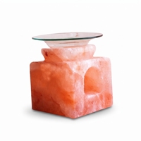 Diffuseur d'arômes artisanal en sel de l'Himalaya – Porte-bougie décoratif en sel de roche carré
