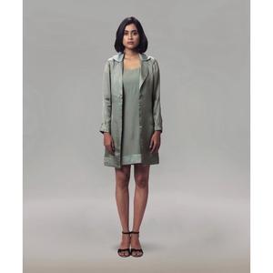 Vestido de Georgette de Buena Calidad hasta la Rodilla con Elegante Chaqueta de Satén, Vestido Tipo Túnica para Mujer, Colección Casual y de Oficina - Product Image 2