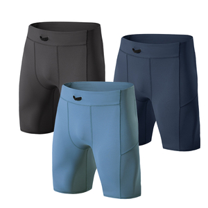 Men <b>Compression</b> <b>Shorts</b> Mid Waist Elastic Quick Dry Spandex Polyester Solid Color Sporty Style <b>Short</b> Length - Product Image 1