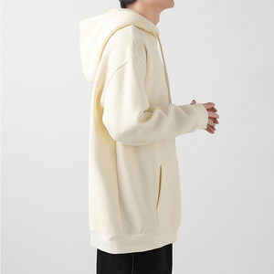 เสื้อฮู้ดซิปผู้ชายทรงโอเวอร์ไซส์ สีเทาล้วน ผ้าเฟรนช์เทอร์รี่ สวมใส่สบายๆ ในฤดูใบไม้ร่วง น้ำหนัก 500 กรัม ถักทอจากผ้าฝ้าย 100% ไม่หดตัว - Product Image 4