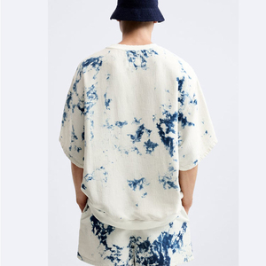 T-shirt surdimensionné tie-dye personnalisé pour homme, 100 % coton tricoté, manches courtes, col rond, logo personnalisé, streetwear décontracté, vente en gros - Product Image 5