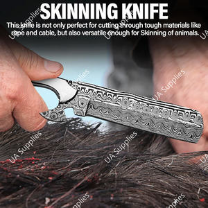 Cuchillo de Caza Personalizado OEM/ODM con Hoja Fija, Hoja de Acero de Damasco de Alta Calidad, Funda de Cuero DIY, Equipo de Caza y Camping - Product Image 5