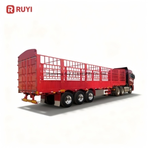 RUYI Factory 3-4 Axles Steel Cargo Semi-Trailer 60 80 Tons Transport Heavy Goods High-strength Steel Cargo Trailer for Sale