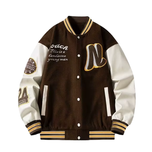 Custom Hip Hop Varsity Jacket Vintage Embroidered Letterman Baseball Jacket Unisex Streetwear <b>Coat</b> - Product Image 6