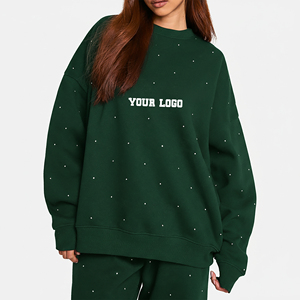 เสื้อสเวตเชิ้ตผู้หญิงคอโอ ไซส์พลัส ตัดเย็บตามสั่ง ผ้าฝ้าย 100% ประดับคริสตัลทั่วตัว ทรงหนา แฟชั่นทันสมัย - Product Image 4