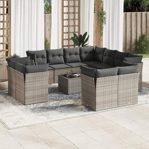 <b>Garden</b> Sofa Set Outdoor <b>Rattan</b> Cushioned Contemporary Design Gray Color - Product Image 3