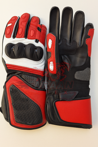 Red White Black Leather Motorcycle Racing <b>Gloves</b> Hard <b>Knuckle</b> Armored Full Gauntlet Sport Bike Riding <b>Gloves</b> Custom OEM - Product Image 6