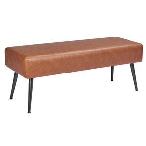 Banco Moderno de Piel Sintética para Entrada con Patas Metálicas, Asiento Tapizado para Zapatos, Mueble Contemporáneo para Dormitorio y Sala de Estar - Product Image 1