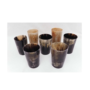 <b>Handmade</b> Modern Round Horn Glass with Shiny Polished Best Selling 100% Buffalo Horn for Home Decoration - Product Image 6