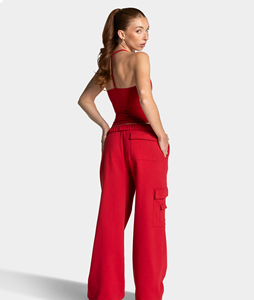 Pantalones Deportivos Personalizados para Mujer, de Cintura Alta, Forrados de Felpa de Algodón, Cintura Elástica Suave, Pierna Ancha, Casuales, para Yoga, con Bolsillos - Product Image 2