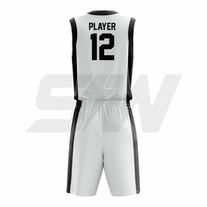 Uniforme de Baloncesto Personalizado con Diseño Único 2026, Jersey de Baloncesto en Blanco y Negro, Logotipo del Equipo Personalizado, Nombre, Kit de Baloncesto - Product Image 5