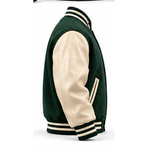 Blouson universitaire homme en mélange de laine très demandé, manches en cuir PU crème, manteau thermique épais style Letterman, vêtement d'hiver OEM - Product Image 3