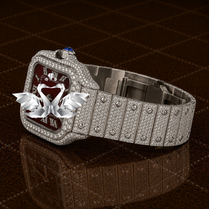 Luxury Classic Fashion Rose Gold Brown Dial Men's Watch Full Pave Diamond Rubber Bracelet - Product Image 3