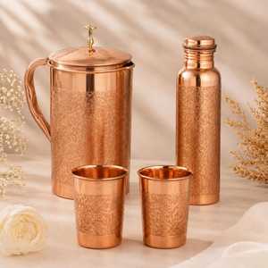 Pure Copper Eco-Friendly Handmade Leakproof Engraved Ayurvedic Wellness <b>Water</b> <b>Bottle</b> MSR Overseas Gift for Yoga Meditation - Product Image 3