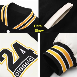 Customized Men's Varsity Jacket With Letter Print Front <b>Button</b> Closure Polyester Cotton Blend Autumn Casual Wear OEM ODM - Product Image 6