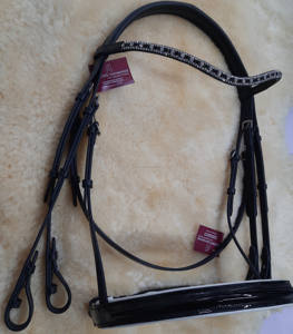 Crank Cavesson Bride en cuir rembourré souple en cuir de qualité supérieure avec bandeau à sourcils en cristal et muserolle pour chevaux - Product Image 5