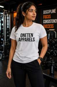 เสื้อยืดคอกลมแขนสั้นผ้าฝ้ายสีขาวสำหรับผู้หญิง ONE TEN Apparels รุ่นลำลองใส่สบายระบายอากาศได้ดี น้ำหนัก 180 กรัม เหมาะสำหรับฤดูร้อน - Product Image 4