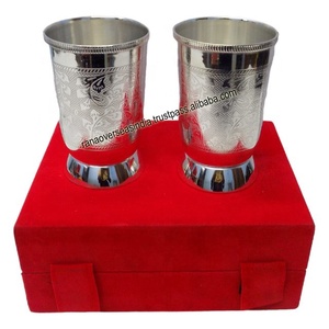 ชุดแก้วทัมเบลอร์ชุบเงินหรูหราทำด้วยมือของขวัญที่หรูหราพร้อมกล่องกำมะหยี่สีแดง - Product Image 5