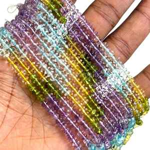 ลูกปัดพลอยหลากสีทรงกระดุมขนาด 4-5 มม. อะความารีน อเมทิสต์ เพอริดอท ซิทริน สำหรับทำเครื่องประดับ ลูกปัดพลอยแบบเส้น ขายส่ง - Product Image 3