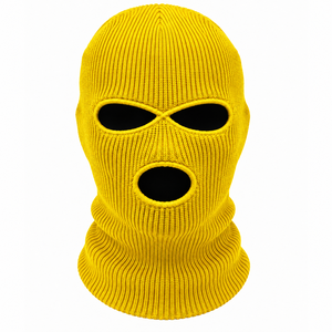 Yellow Knitted Balaclava Full Face Cover Winter <b>Warm</b> <b>Hat</b> Unisex Adult Outdoor 56-58CM Striped Style - Product Image 2