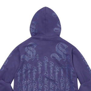 Sudadera con capucha personalizada con cremallera y pedrería para hombre, estilo urbano, proveedor de sudaderas con pedrería, sudadera básica personalizada con pedrería - Product Image 5