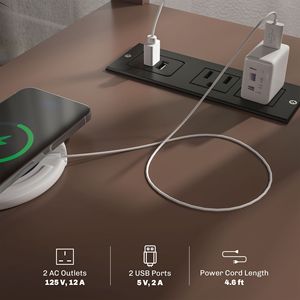 Tavolo moderno marrone con stazione di ricarica USB e deposito per soggiorno tavolo laterale stretto - Product Image 4