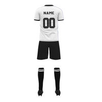 Ensemble de maillots de football sublimés pour hommes, manches courtes, bleu, blanc, noir, kit de football respirant, uniformes d'équipe pour adultes