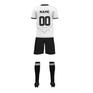 Men's Sublimated Soccer Jersey Set Short Sleeve Blue <b>White</b> <b>Black</b> Moisture Wicking <b>Football</b> Kit Adult Team Uniforms - Product Image 6