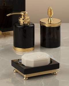 Ensemble d'accessoires de salle de bain en pierre naturelle : distributeur de savon, porte-brosse à dents, porte-serviettes et porte-savon - Product Image 6