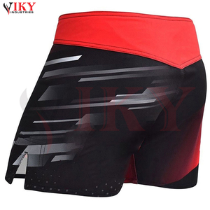 Pantalones Cortos de MMA Ligeros de 220 Gramos, Alta Flexibilidad, Costuras Reforzadas, Color Negro y Rojo, Estampados, 100% Poliéster, Ropa de Artes Marciales - Product Image 3
