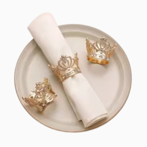 Anneaux de serviette de luxe plaqués or, à bord martelé et orné de perles, en alliage métallique durable, pour la décoration de table de mariage, d'hôtel ou de salle à manger - Product Image 4