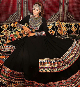 Meilleur prix de gros, dernière arrivée, robes ethniques vintage afghanes en mousseline de soie à manches longues brodées à la main, personnalisables pour filles - Product Image 6