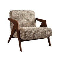 Fauteuil simple en bois massif rétro, style Wabi-sabi, design vintage, tissu en coton et lin, chaise de détente