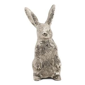 Figura de conejo hecha a mano en aluminio fundido, encantadora escultura de conejito, decoración metálica de vida silvestre, pieza central para interiores. - Product Image 1