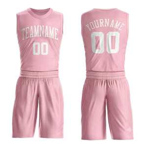 Ensemble de maillots de basket-ball personnalisés brodés de haute qualité, t-shirt et short en mesh respirant, uniforme par sublimation, coupe classique - Product Image 1