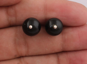 Natural <b>Black</b> Onyx <b>Stud</b> <b>Earrings</b> 925 Sterling Silver Vintage Victorian Style Round <b>Black</b> Gemstone <b>Studs</b> B2B Wholesale Jewelry - Product Image 2