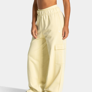 Pantalon cargo taille haute pour femme, coupe ample, longueur intégrale, couleur unie, taille élastique, style streetwear décontracté, qualité supérieure, vente en gros - Product Image 2