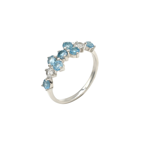 Bague en argent sterling 925 avec grappe de topazes bleues rondes naturelles de 0,96 ct, bague empilable faite à la main, taille US 6.5 - Product Image 5