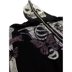 Black dragon <b>hoodie</b> men Rhinestone <b>gothic</b> sweatshirt Oversized zipper <b>hoodie</b> Winter wear with dragon - Product Image 4
