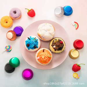 Moldes de Papel para Cupcakes Metálicos Coloridos, Desechables, para Hornear Muffins, para Pastelería, Fiestas, Bodas, Postres - Product Image 6