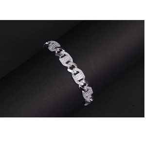 Bracelet chaîne élégant en argent fin rhodié, bijoux unisexes contemporains pour la mode quotidienne, collection de cadeaux pour fêtes - Product Image 1