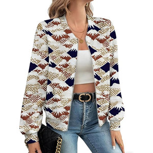 Womens Winter Bomber <b>Jacket</b> with Elegant Floral Print <b>Sheep</b> <b>Skin</b> Detail Woven Fabric Warm Stylish Cold Weather Fashion - Product Image 6