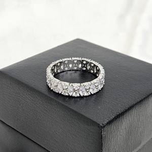 Customized 18K White Gold <b>Solitaire</b> Wedding Band 925 Sterling <b>Silver</b> VVS Moissanite Pearl Marquise Cut Diamond <b>Ring</b> for Parties - Product Image 4