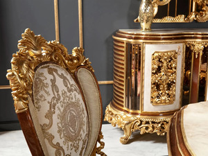 Royal Luxury Solid Mahogany Wood Dining Room Set Gold Carved 6 Chairs Palace <b>Table</b> Storage Sideboard <b>Buffet</b> Mansion Furniture - Product Image 2