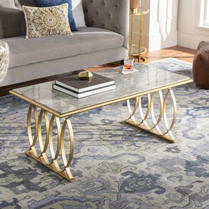 Top Quality <b>White</b> Marble Top Coffee <b>Table</b> with Gold Stainless Steel Base for Elegant Living Room Furniture Center <b>Table</b> Design - Product Image 6