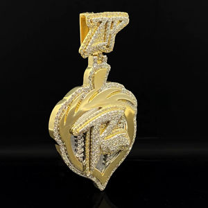 สร้อยคอฮิปฮอปผู้ชายแบบพรีเมียม ชุบทองคำขาวประดับเพชร - Product Image 1