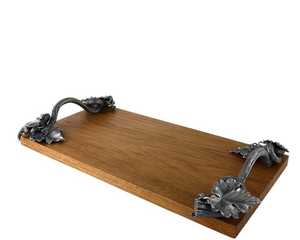 Bandeja Decorativa Rectangular Moderna de Madera con Detalles de Hoja Plateada y Manzana, Diseño Vintage Hecho a Mano para Regalos - Product Image 3