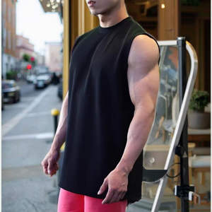 Wholesale Custom Logo Eco-Friendly Breathable High Quality Cotton Running <b>Singlet</b> Muscle Athletic Shirts Sleeveless <b>Men</b> Tank Top - Product Image 3